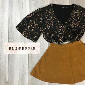 🔴 Blu Pepper Black & Floral Bohemian Crop Top